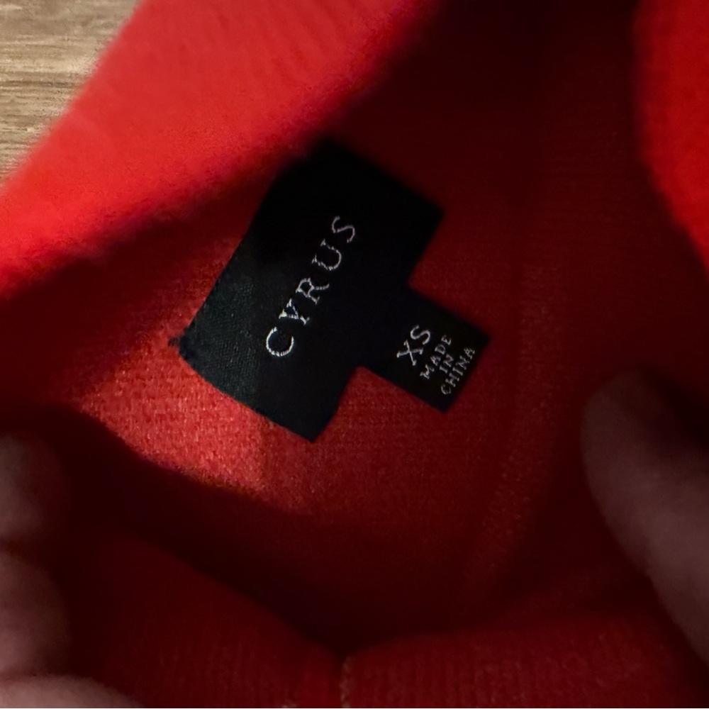 Cyrus Red & Tan Colorblock Mock Neck Sweater - Picture 2 of 4